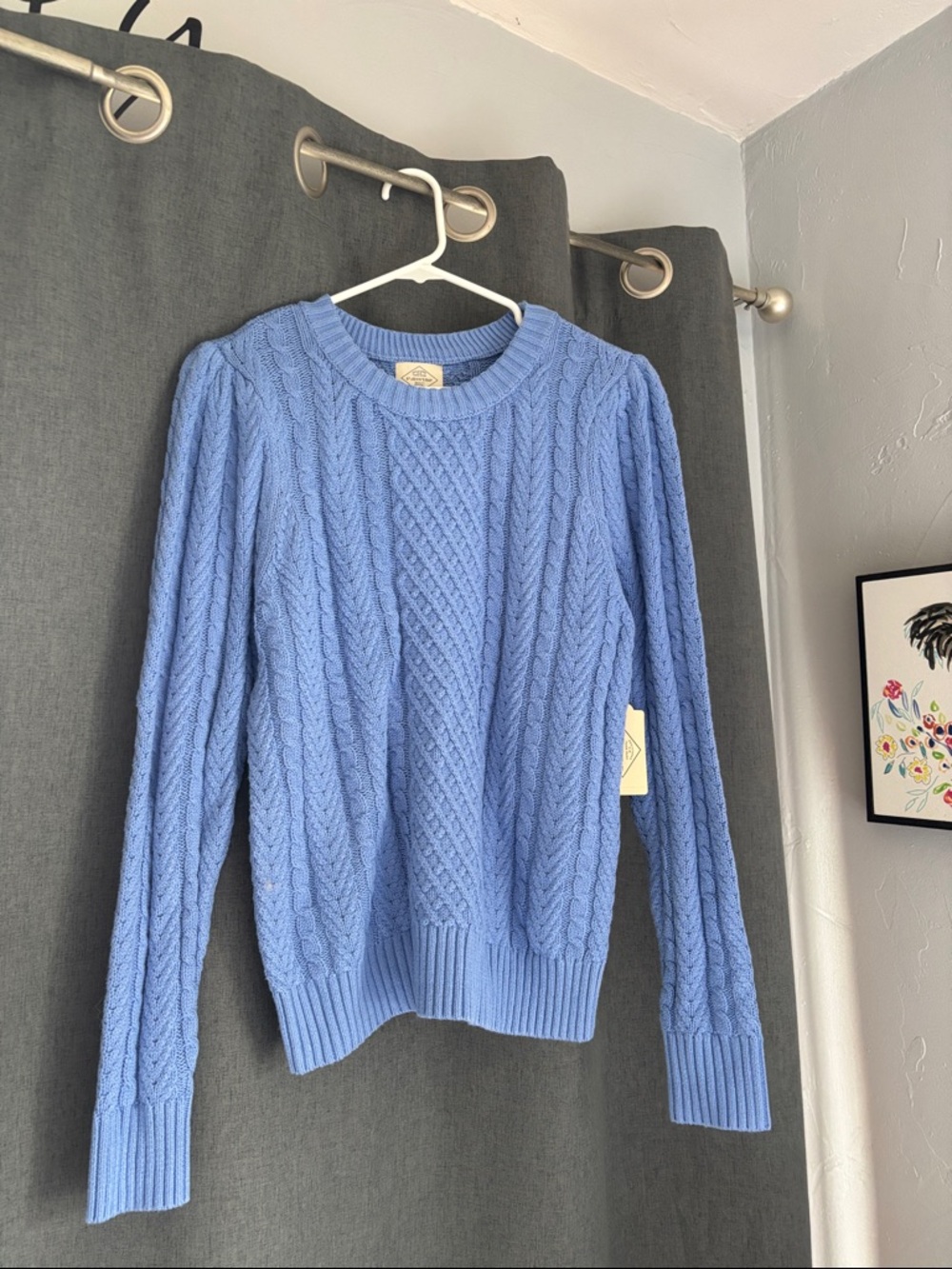 St. John's Bay Cable Knit Crewneck Sweater - Light Blue